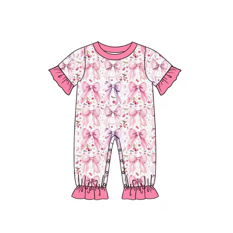 New Born Baby Girl Bow Pattern - Cotton Baby Onesies Zipper ulasan dan harga